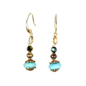 Aquamarine Seaglass Silver Ornament Earrings